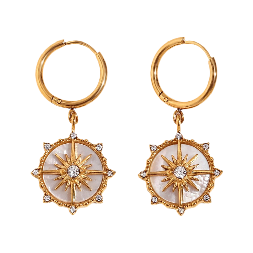 Asterisk mother of pearl hoops