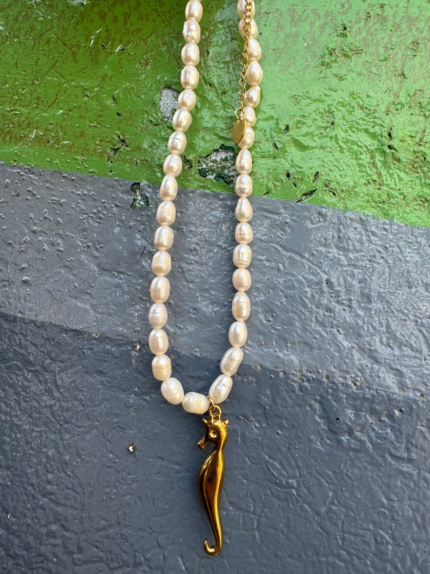 Freshwater pearl charm necklace