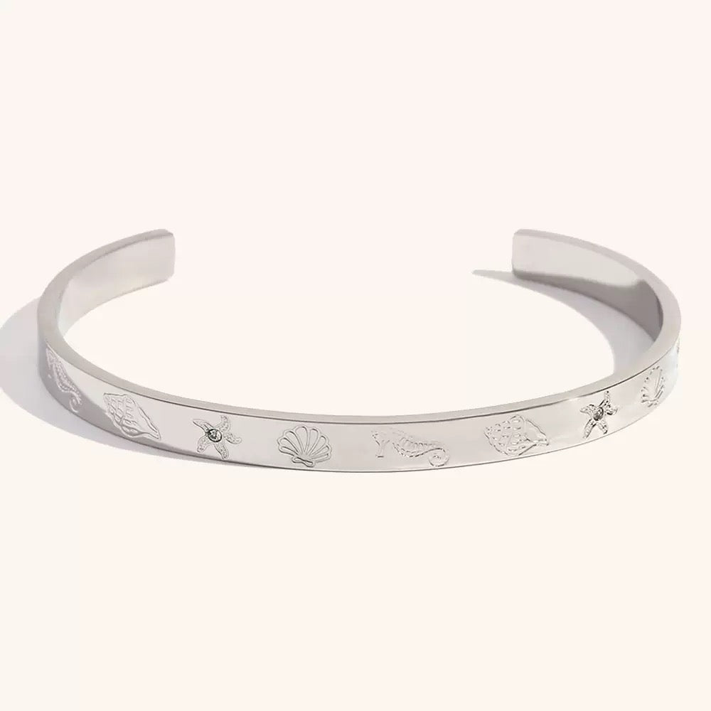 Silver water ocean bangles