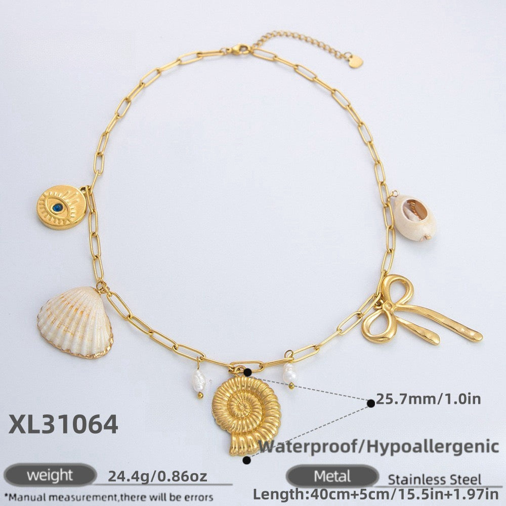 Natural shell summer charm necklace
