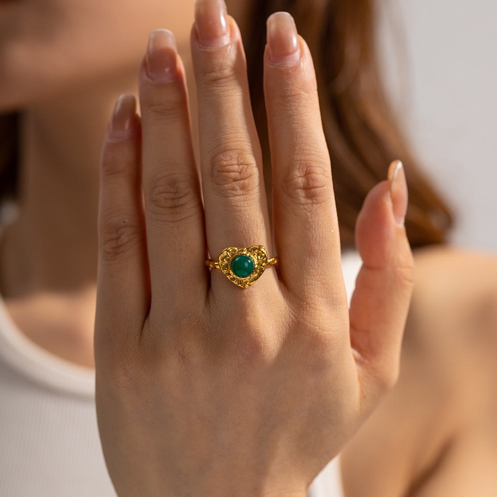 Thea Lava heart rings