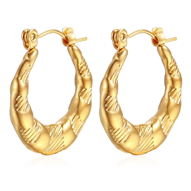 Pattern round hoops earrings