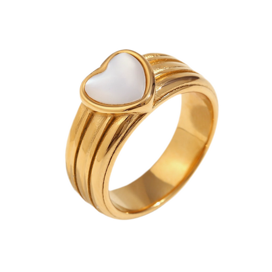 White heart band ring