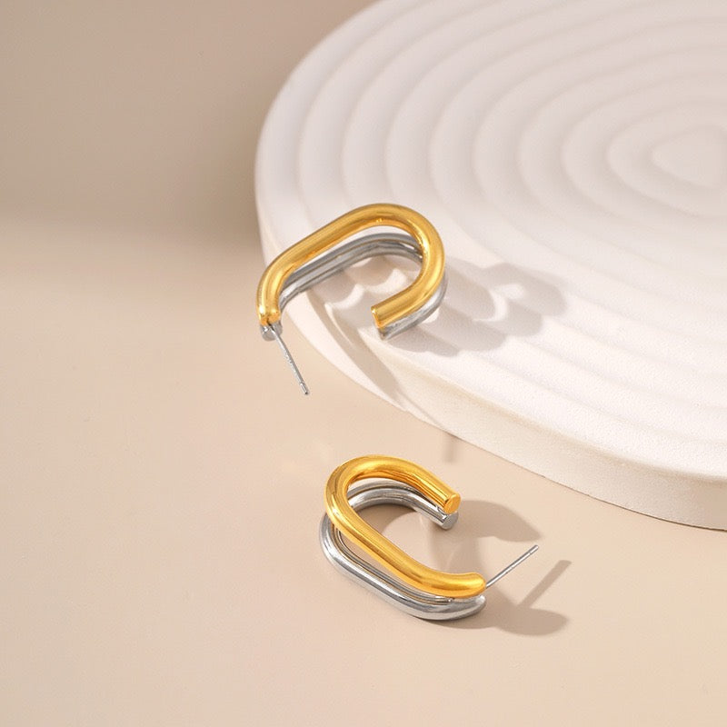 Zuri Double colored gold plated hoops