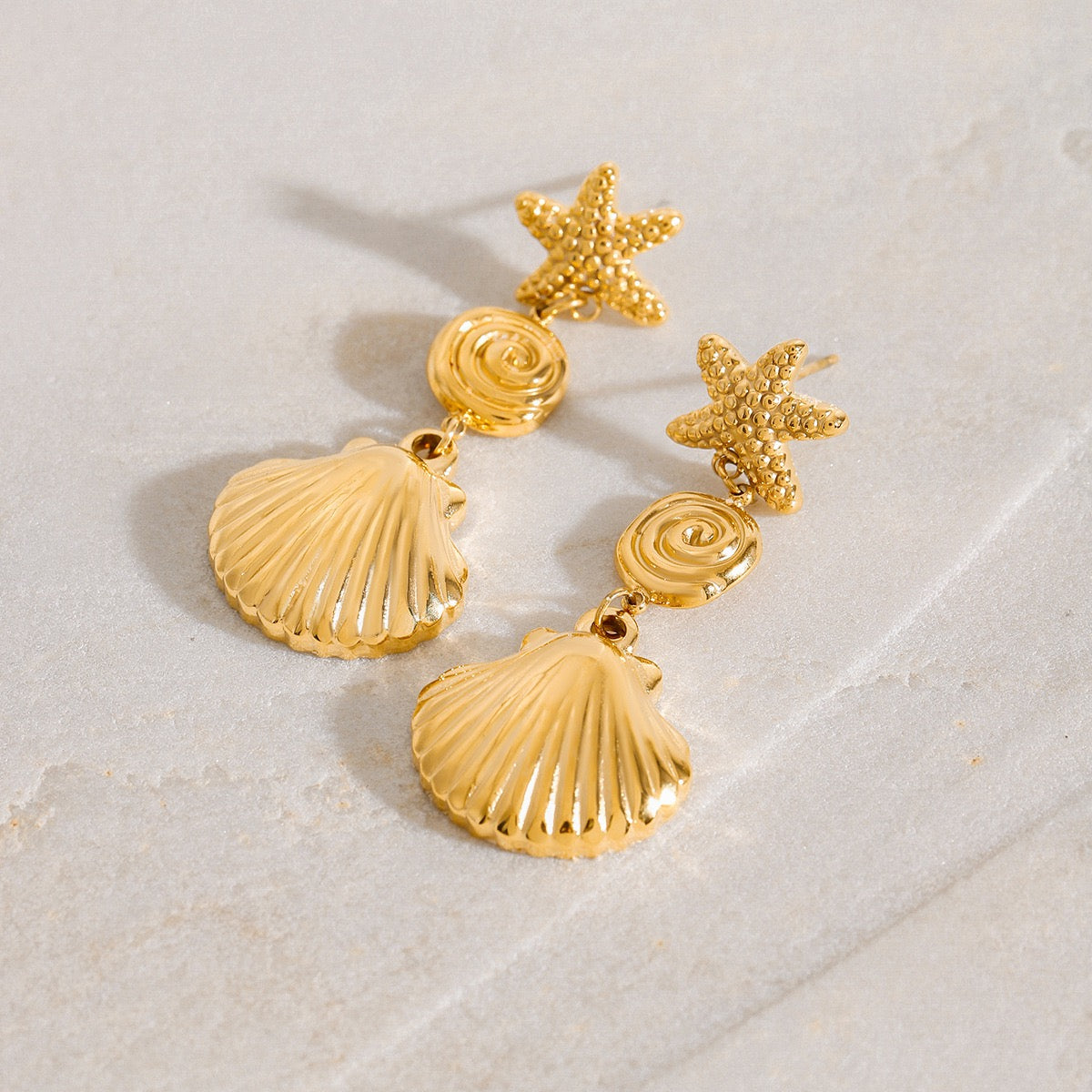 Red coral shell charm set