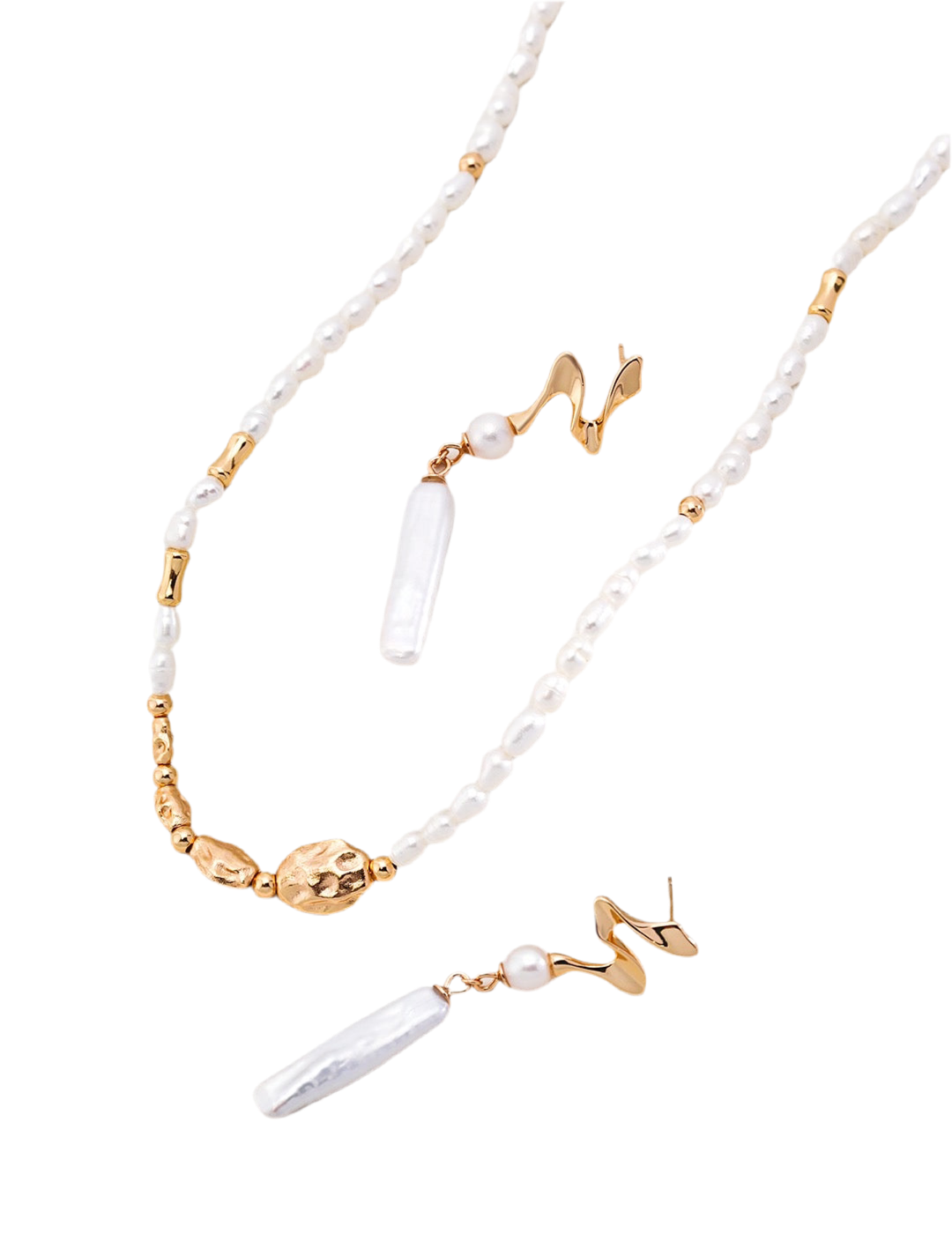 Wave pearl earrings
