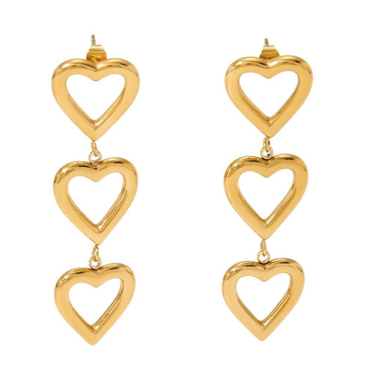 Triple heart earrings