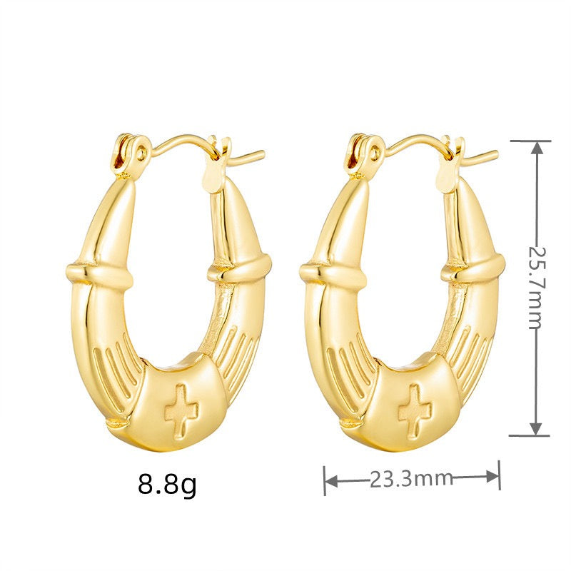 Pattern round hoops earrings