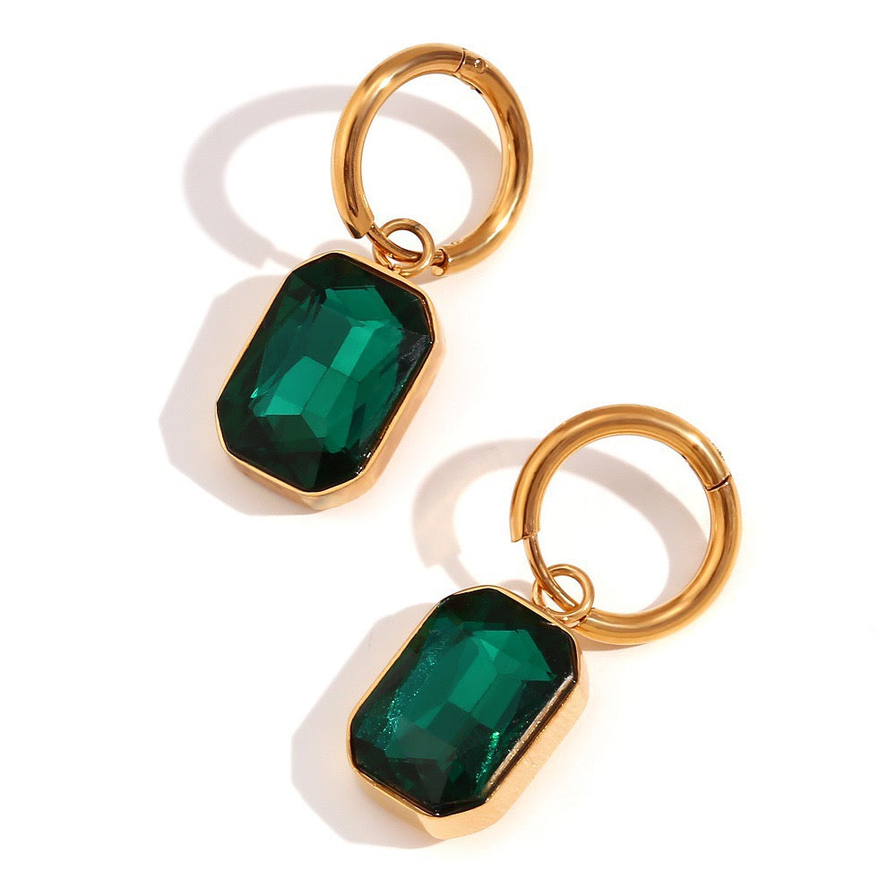 Depp Green gem earrings