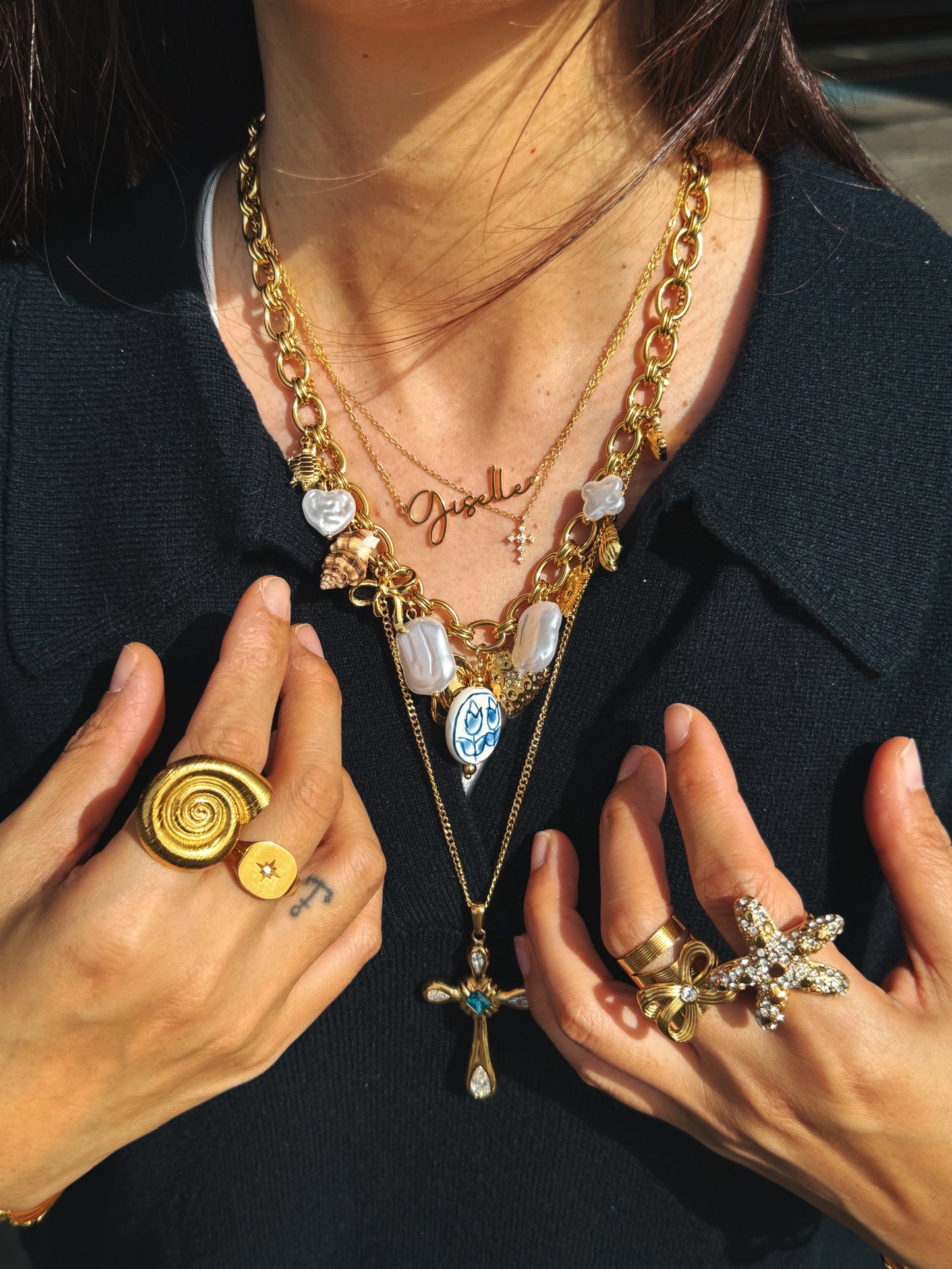 Crisa Blue cross necklace
