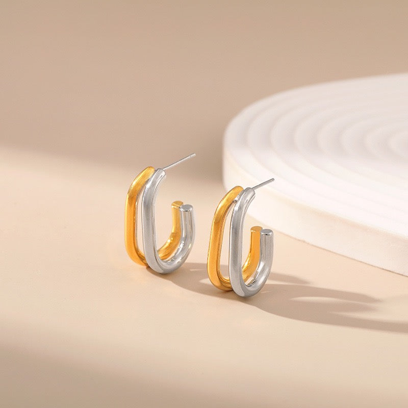 Zuri Double colored gold plated hoops