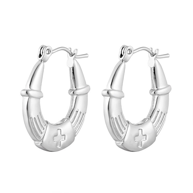 Pattern round hoops earrings