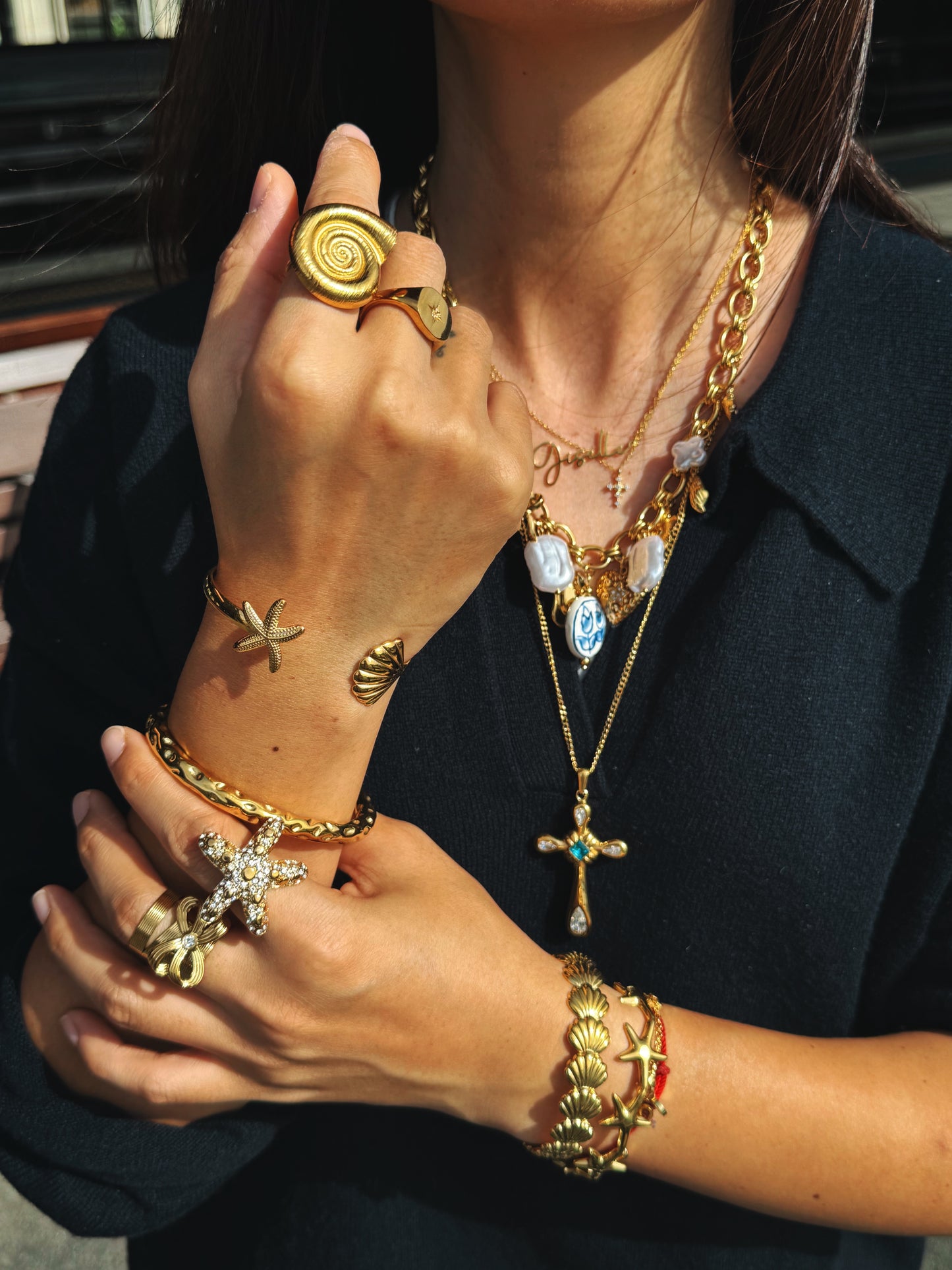 Crisa Blue cross necklace