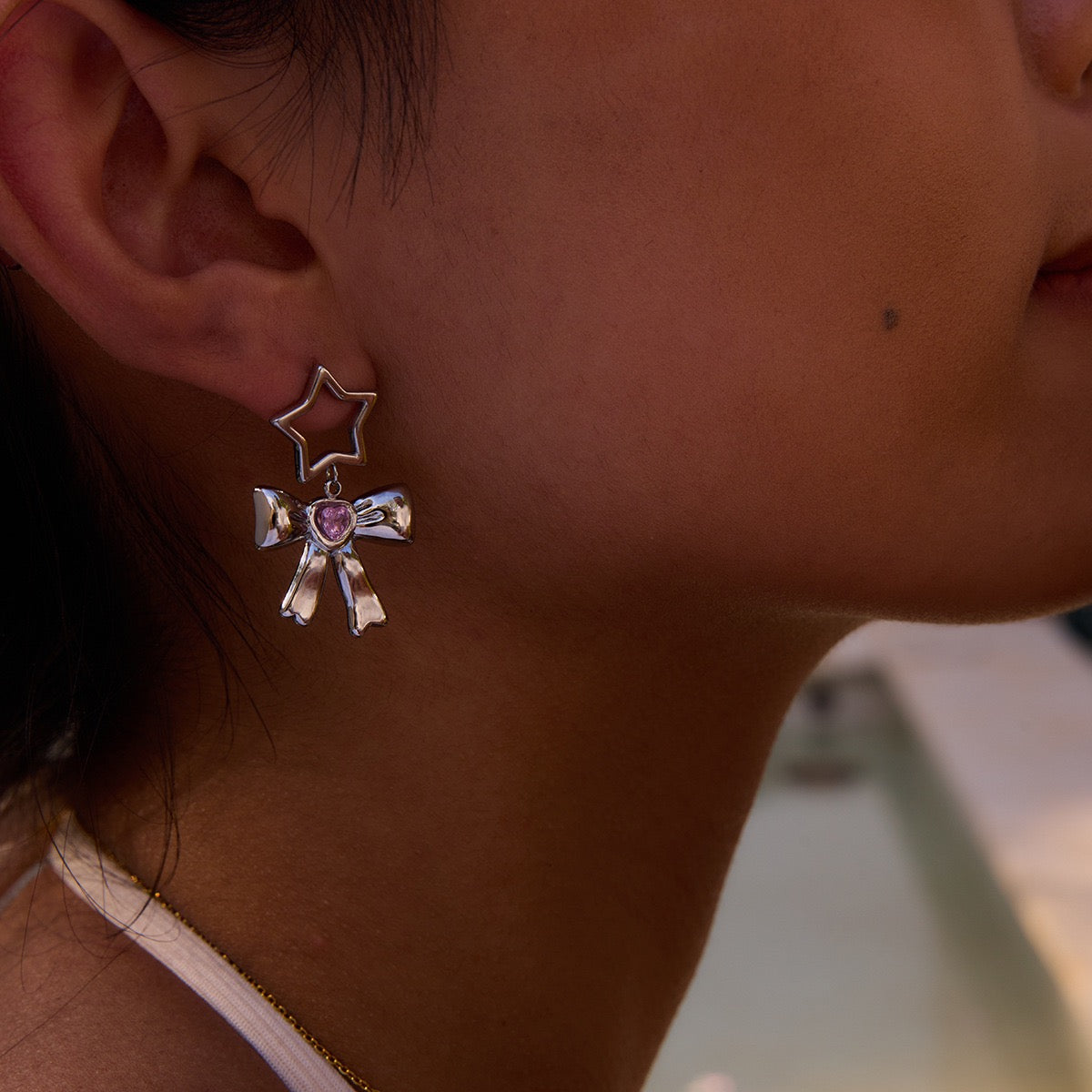 Star bow earrings