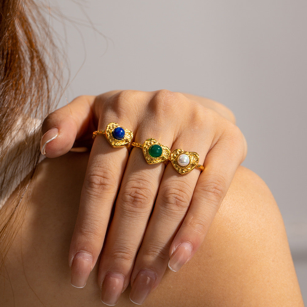 Thea Lava heart rings