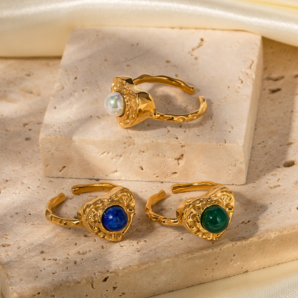 Thea Lava heart rings