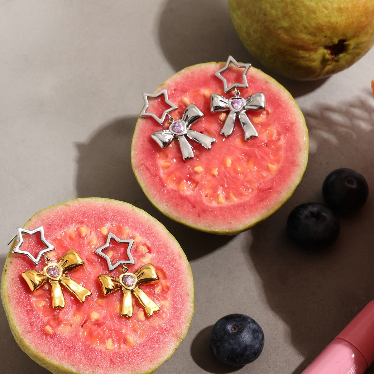 Star bow earrings