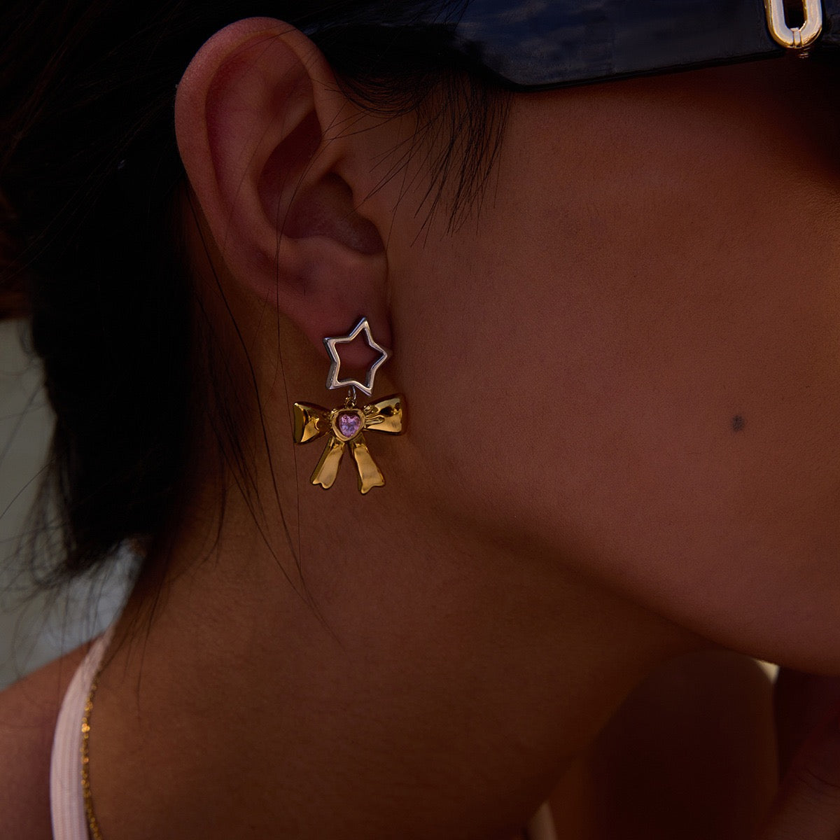 Star bow earrings