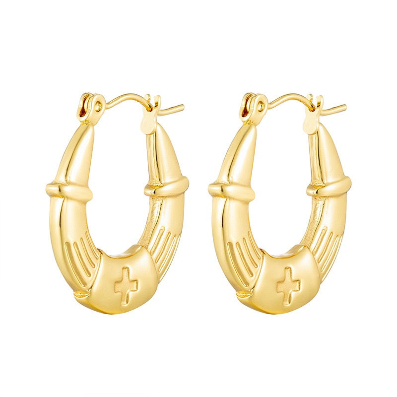 Pattern round hoops earrings