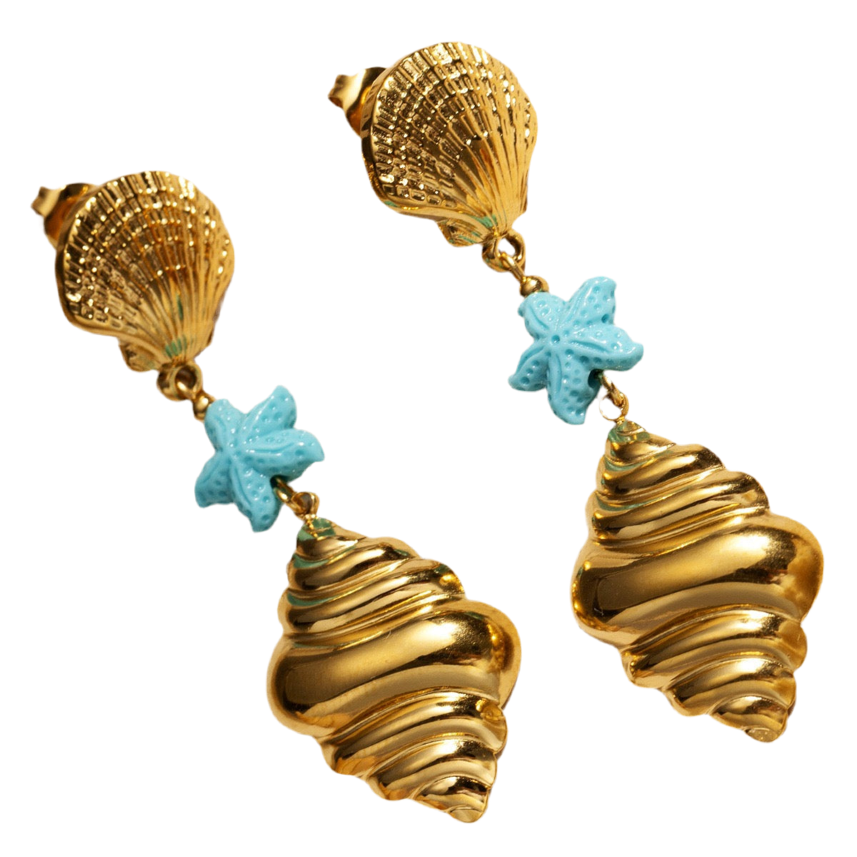 Blue shell earrings