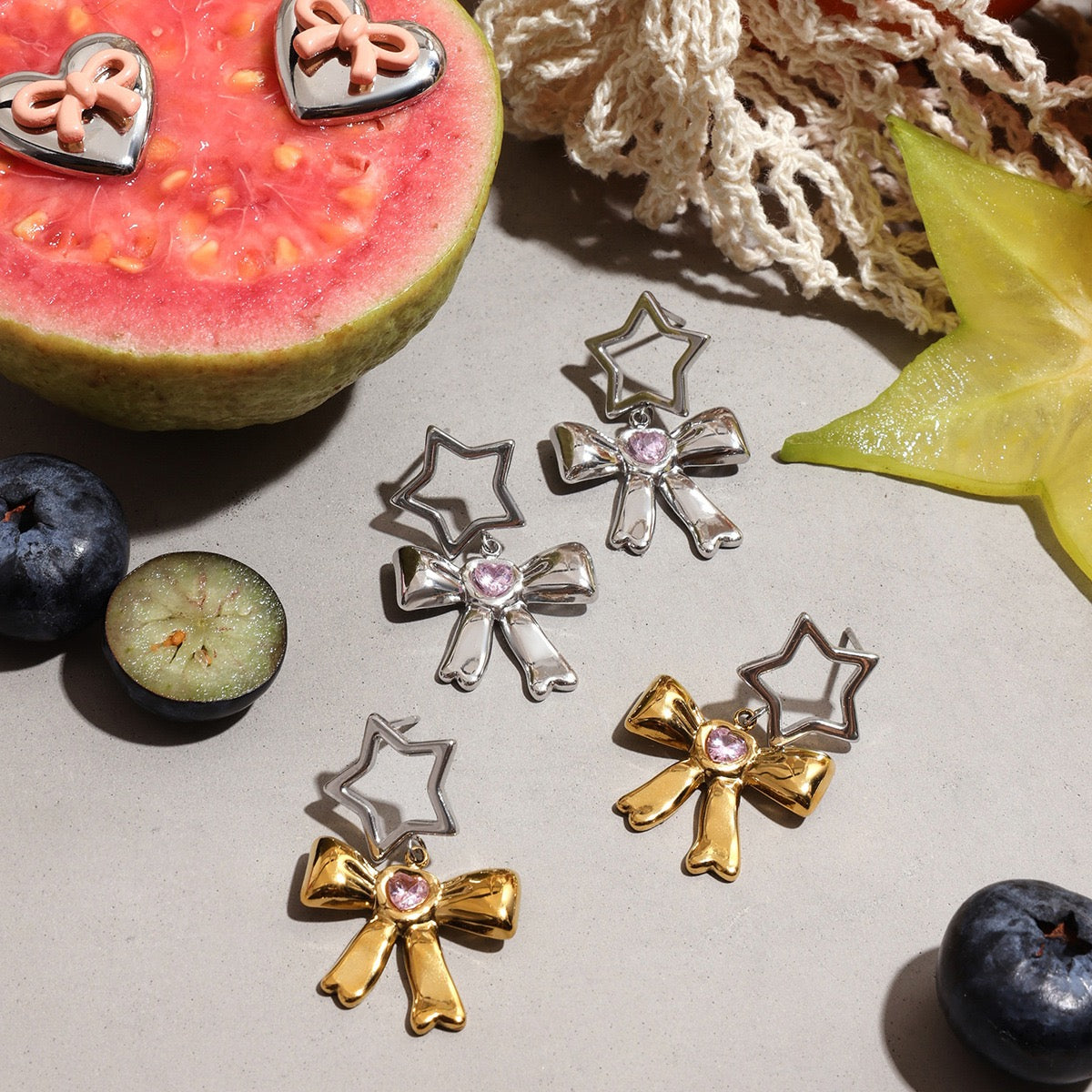 Star bow earrings