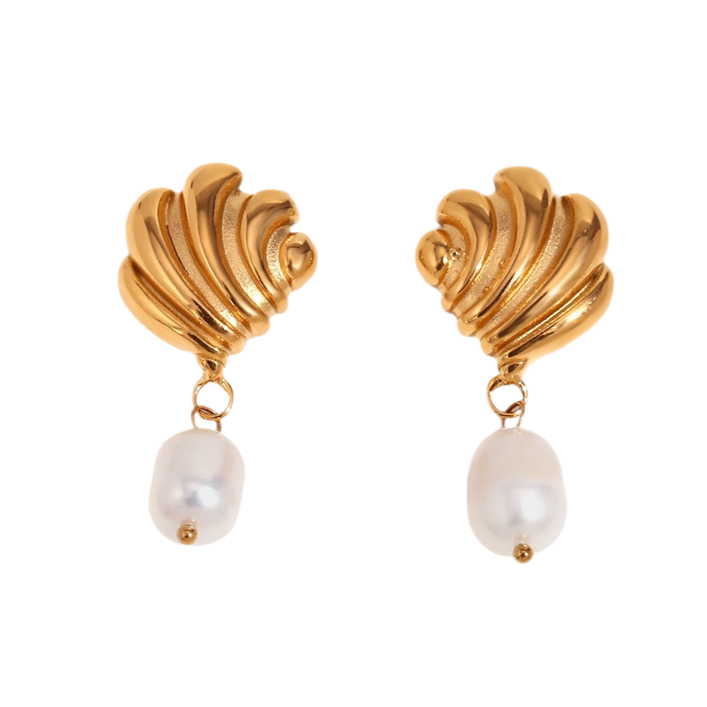Wave pearl earrings