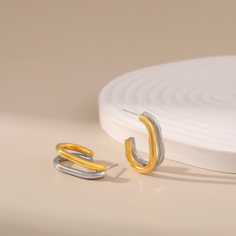 Zuri Double colored gold plated hoops