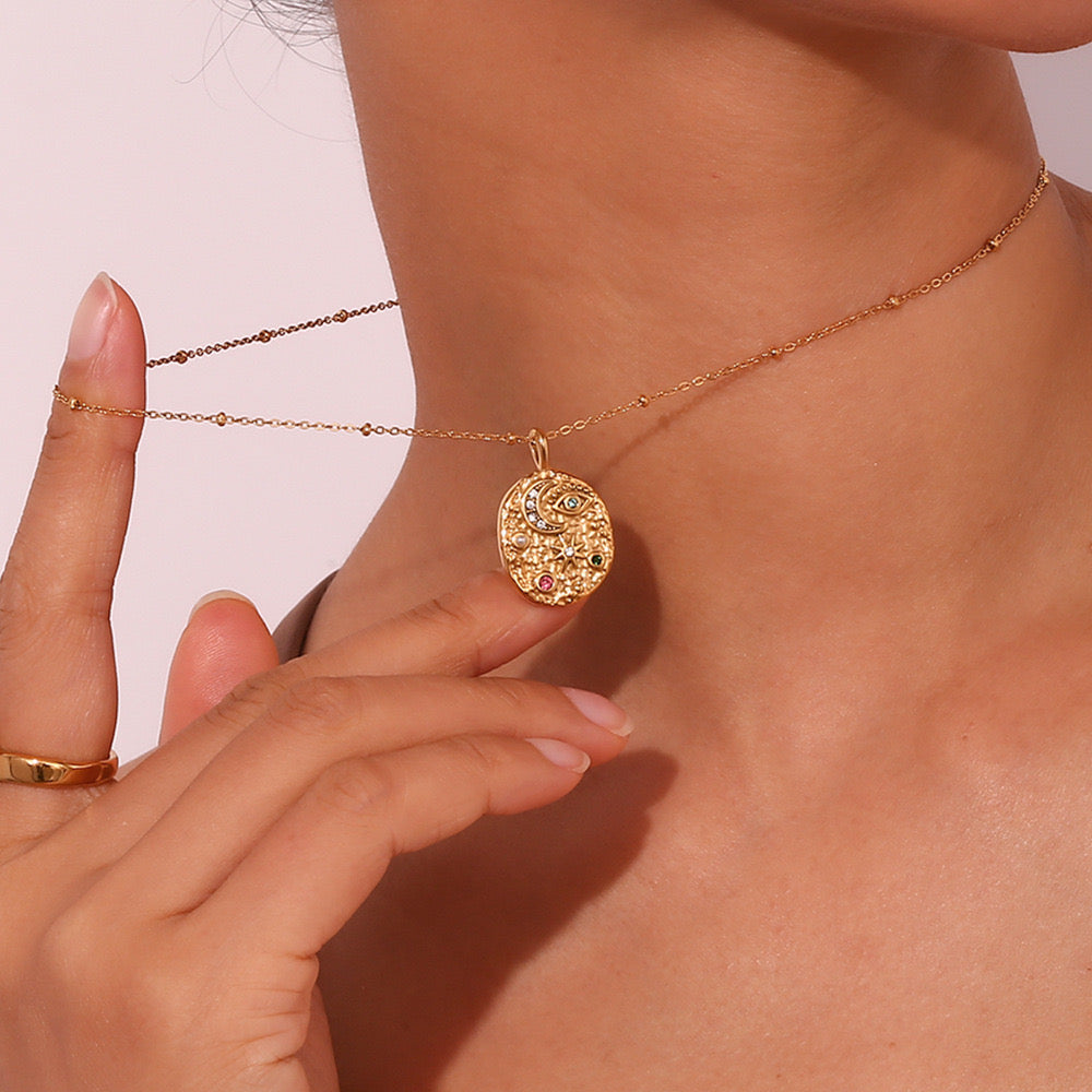 Starry moon night necklace