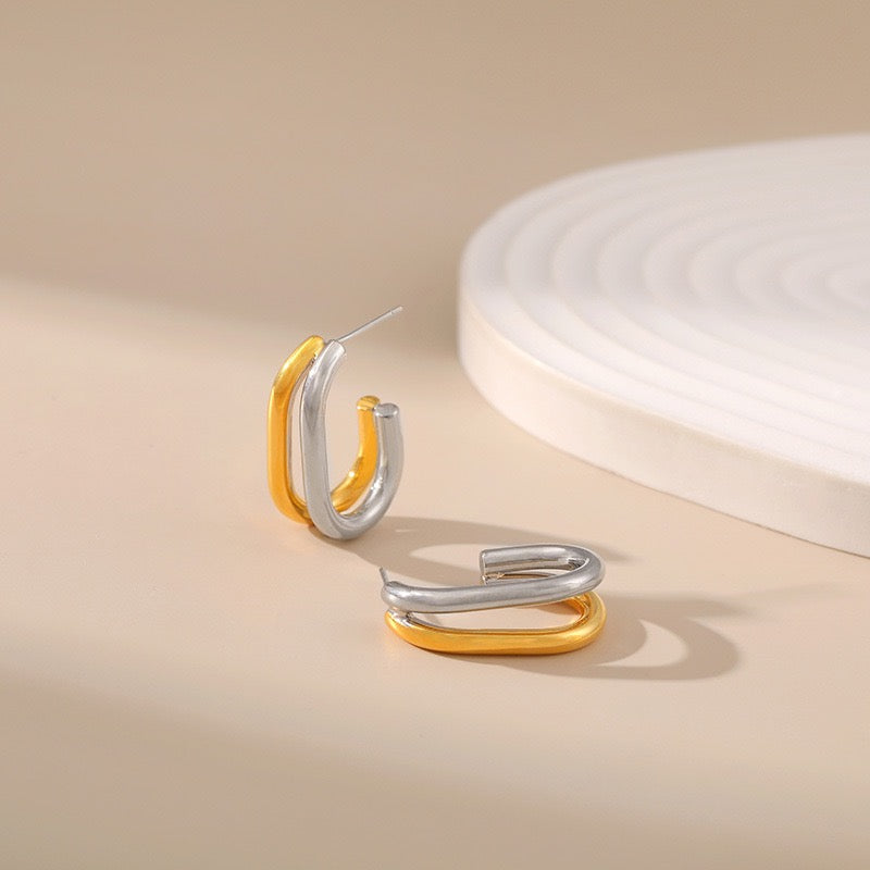 Zuri Double colored gold plated hoops