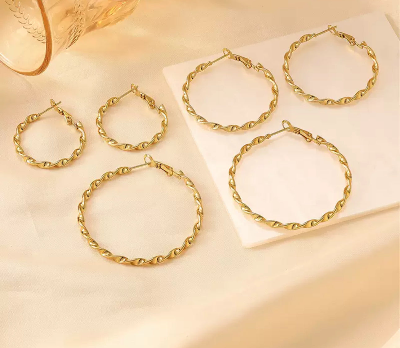 Braid twisted hoops earrings