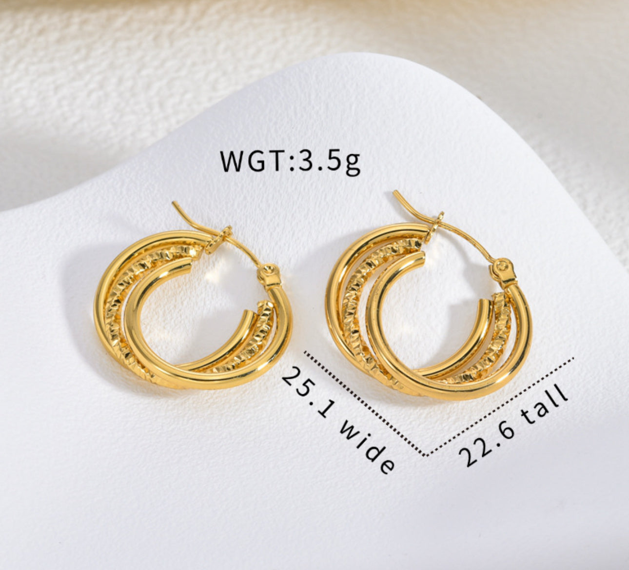 Shiny triple hoops