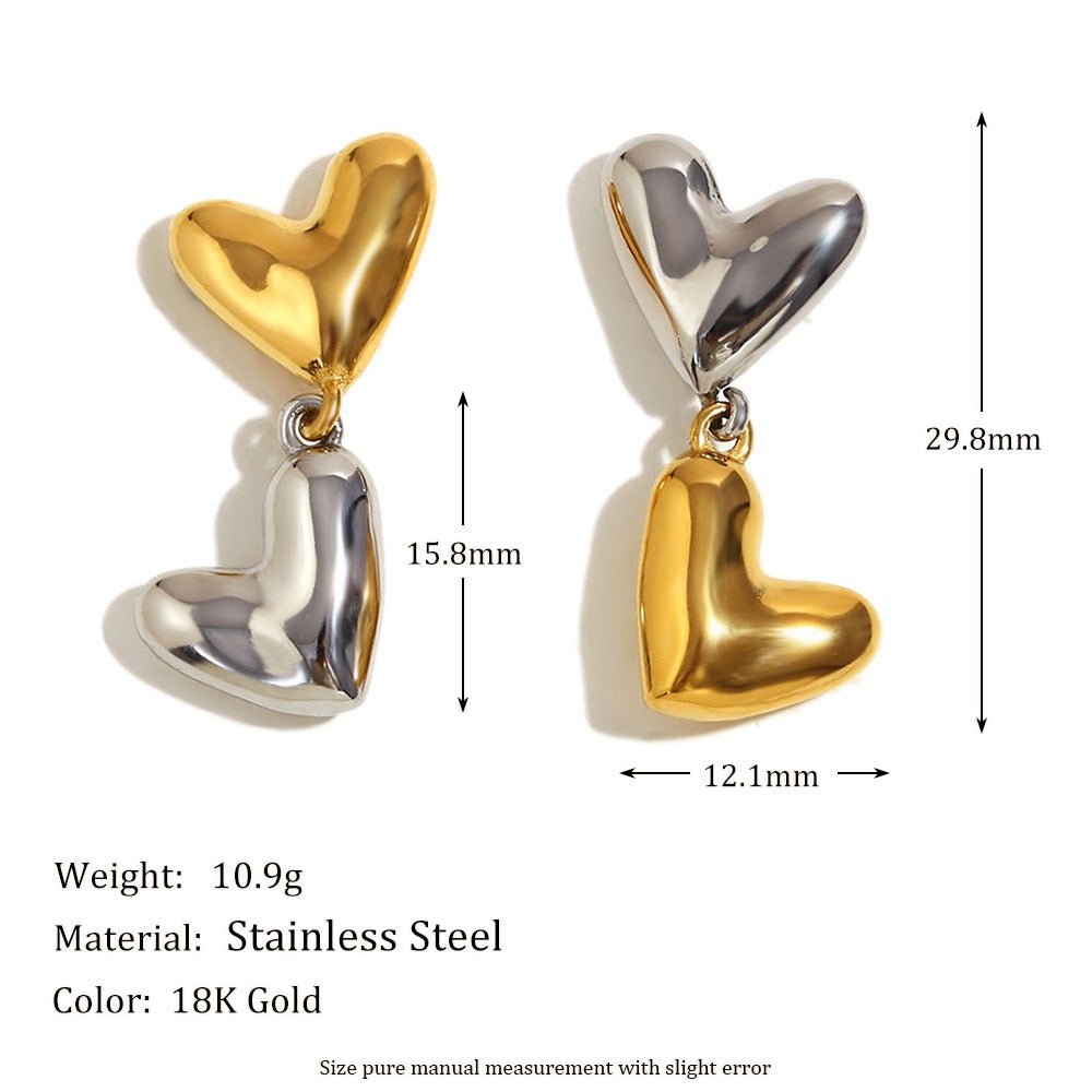 Two hearts mix earrings