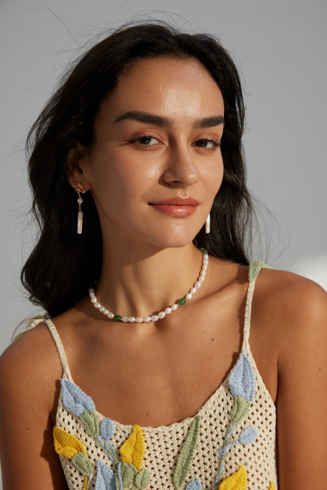 Wave pearl earrings