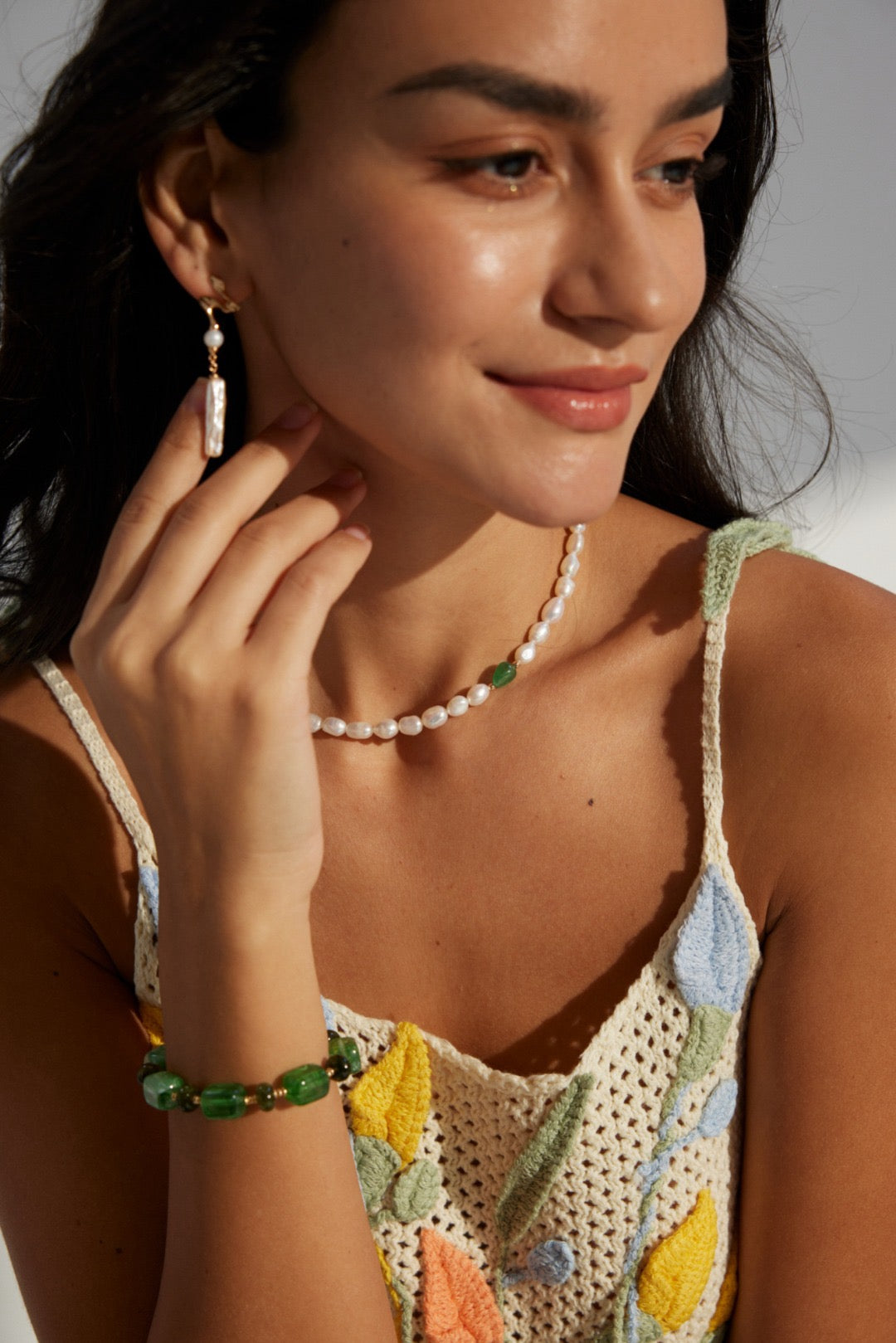 Wave pearl earrings
