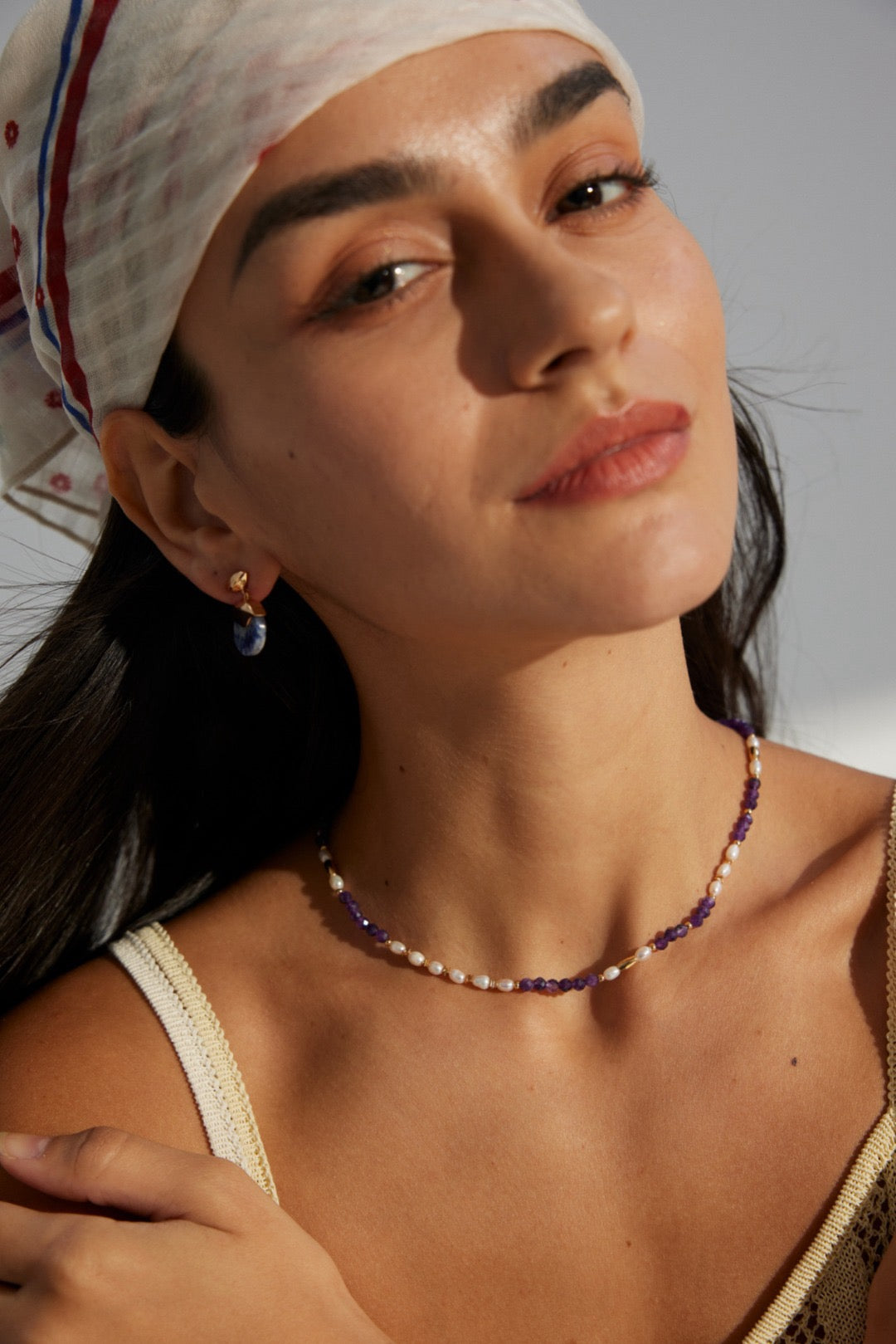 Amethyst purple pearl necklace