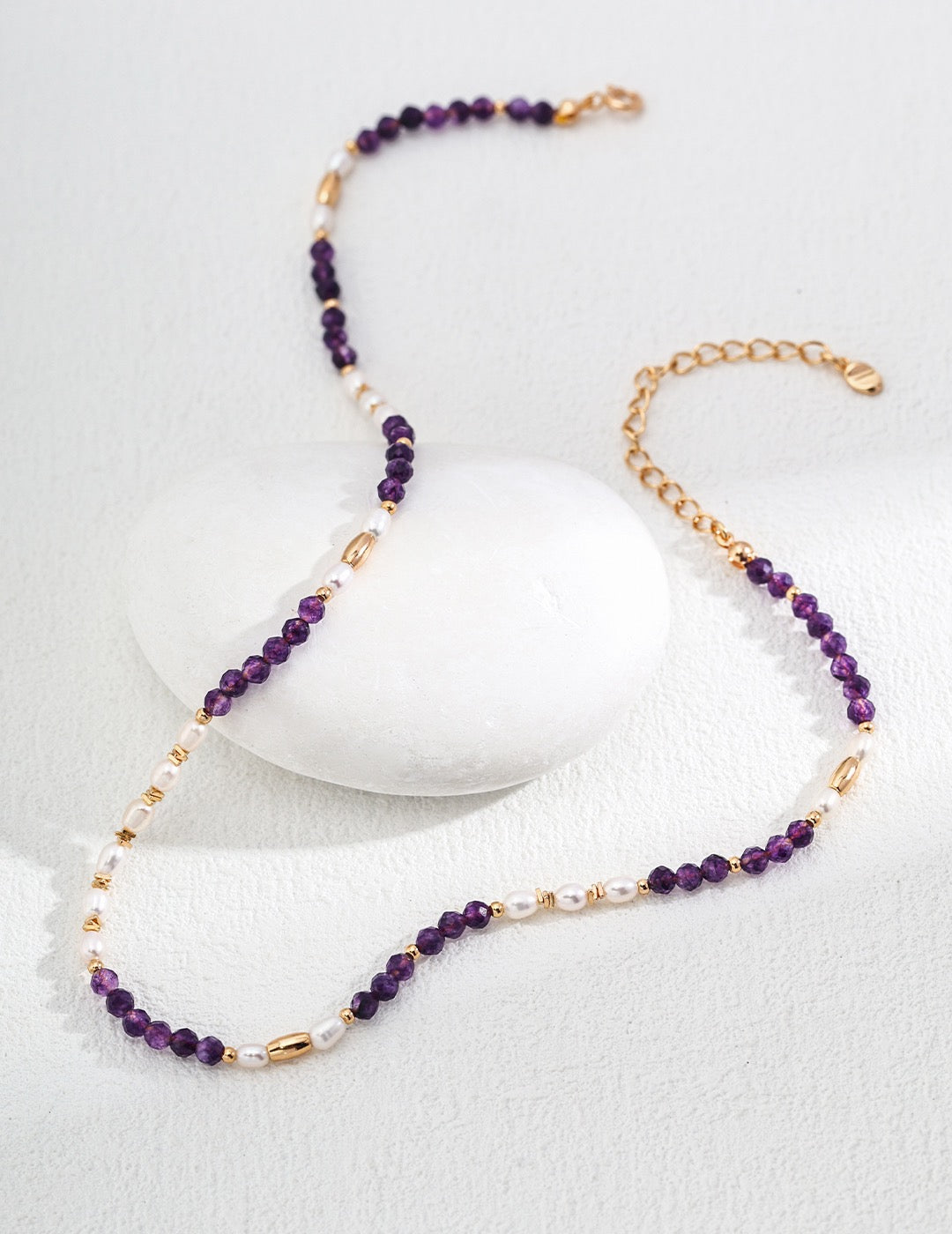 Amethyst purple pearl necklace