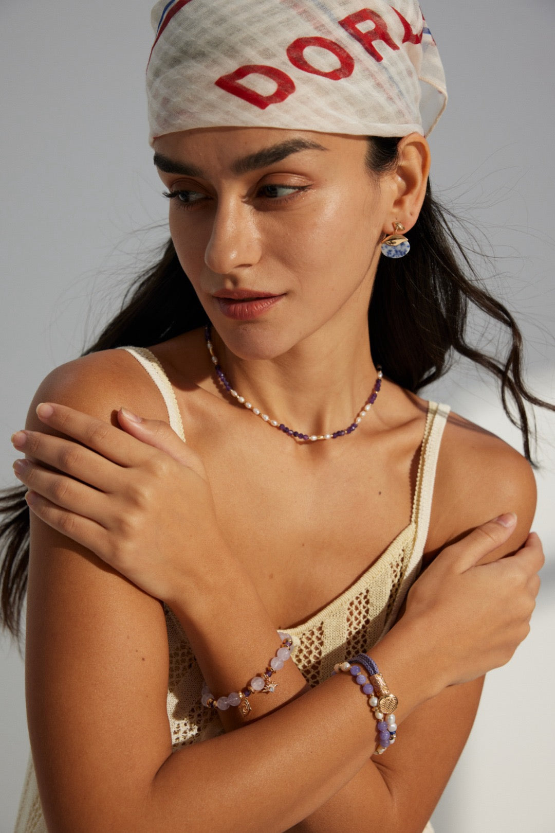 Amethyst purple pearl necklace