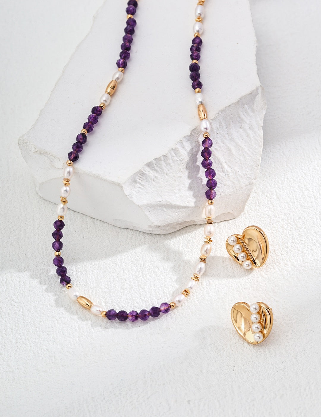 Amethyst purple pearl necklace