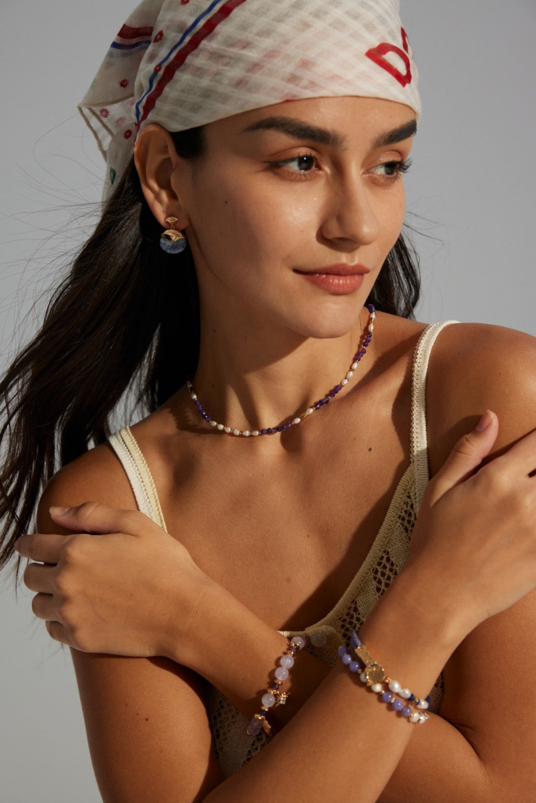 Amethyst purple pearl necklace