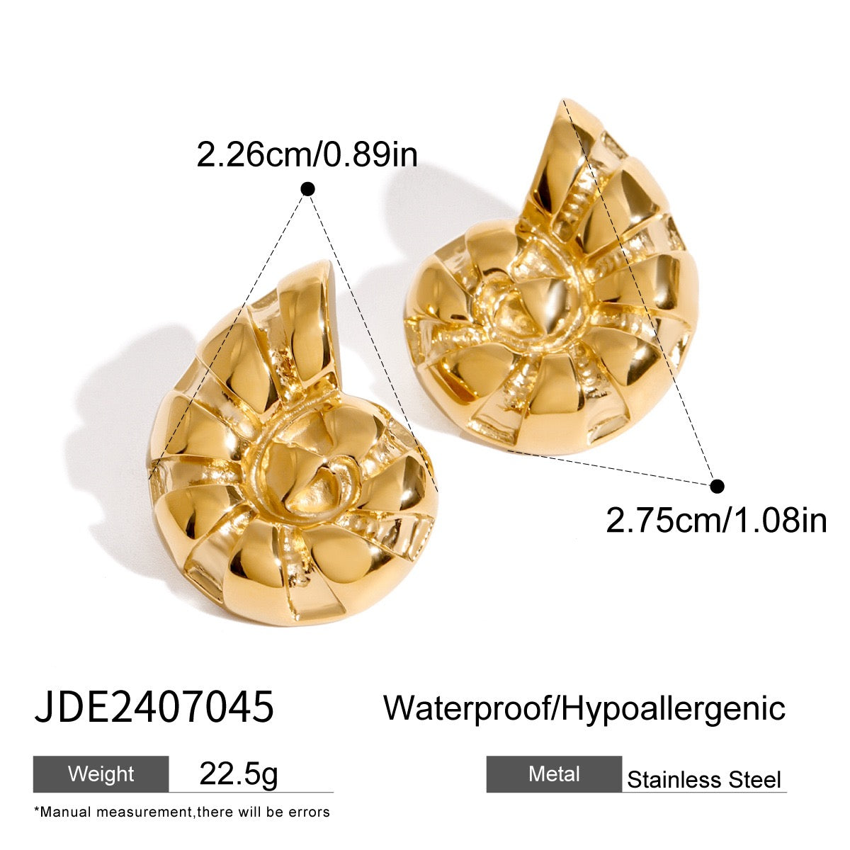 Golden shell earrings