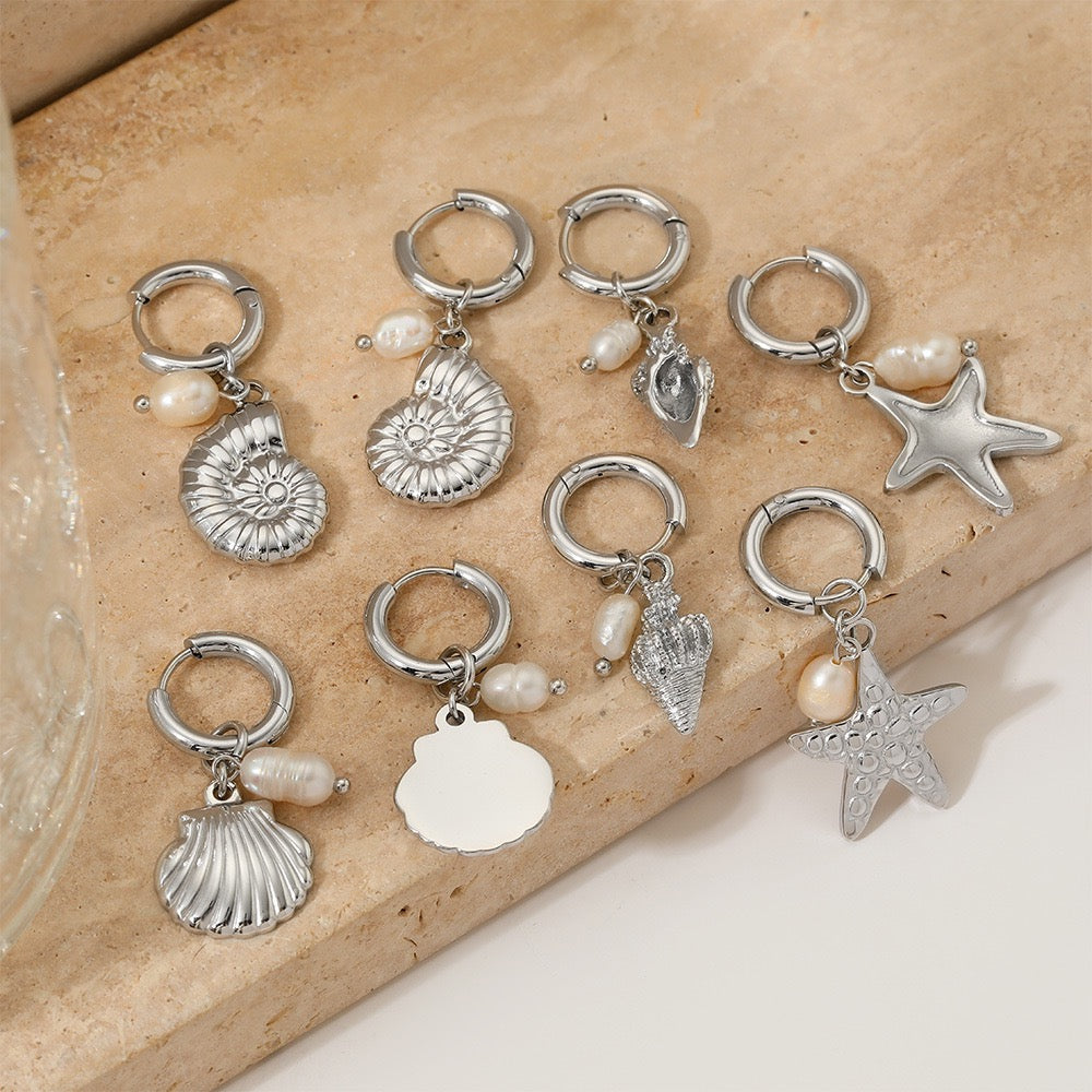 Ocean pearl hoops