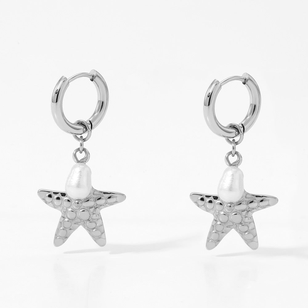 Ocean pearl hoops