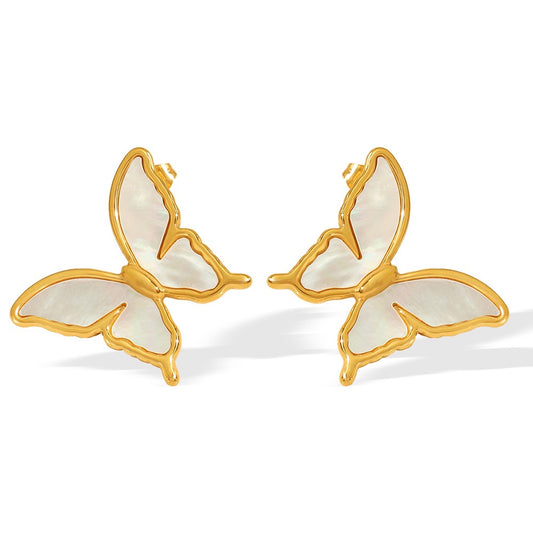 White butterfly earrings