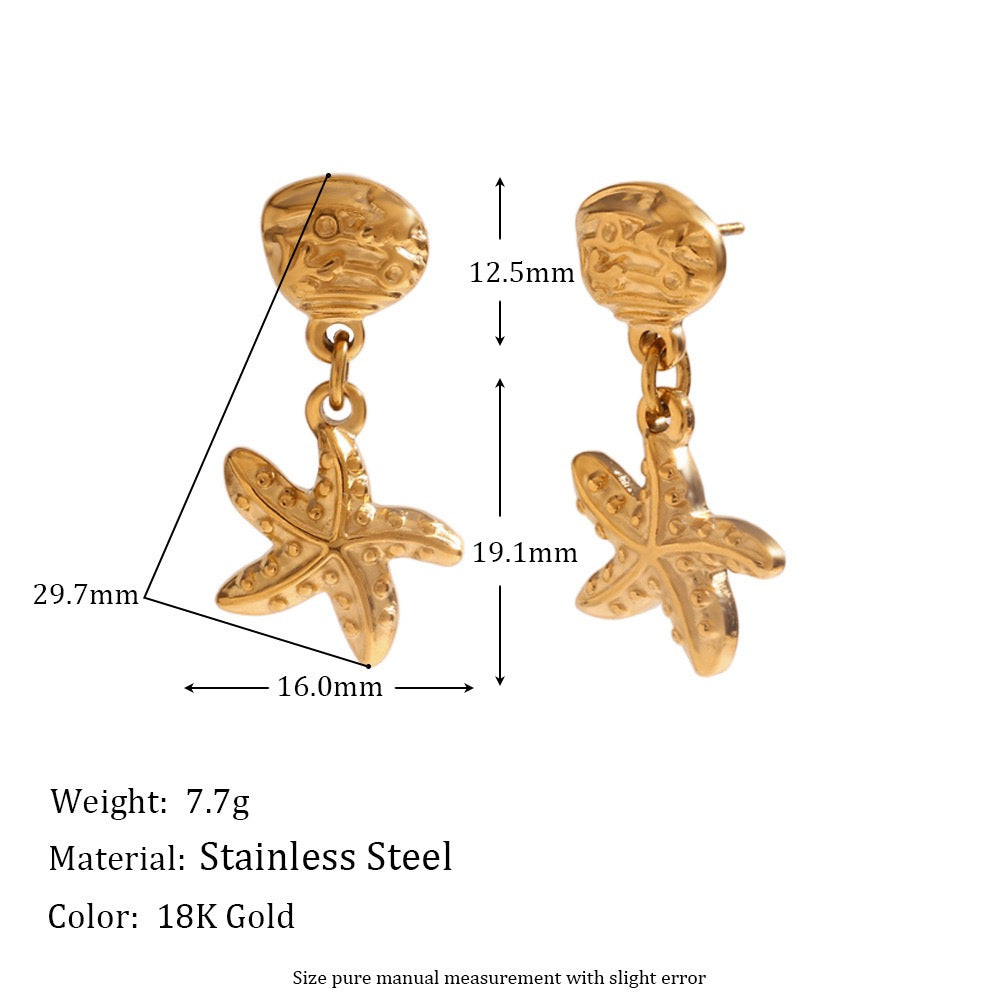 Dainty shell starfish earrings