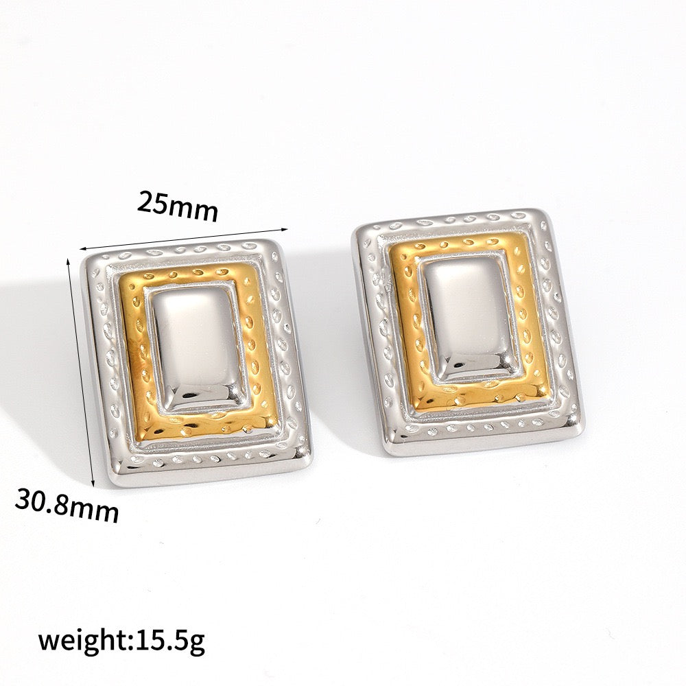 Two tones statement earrings