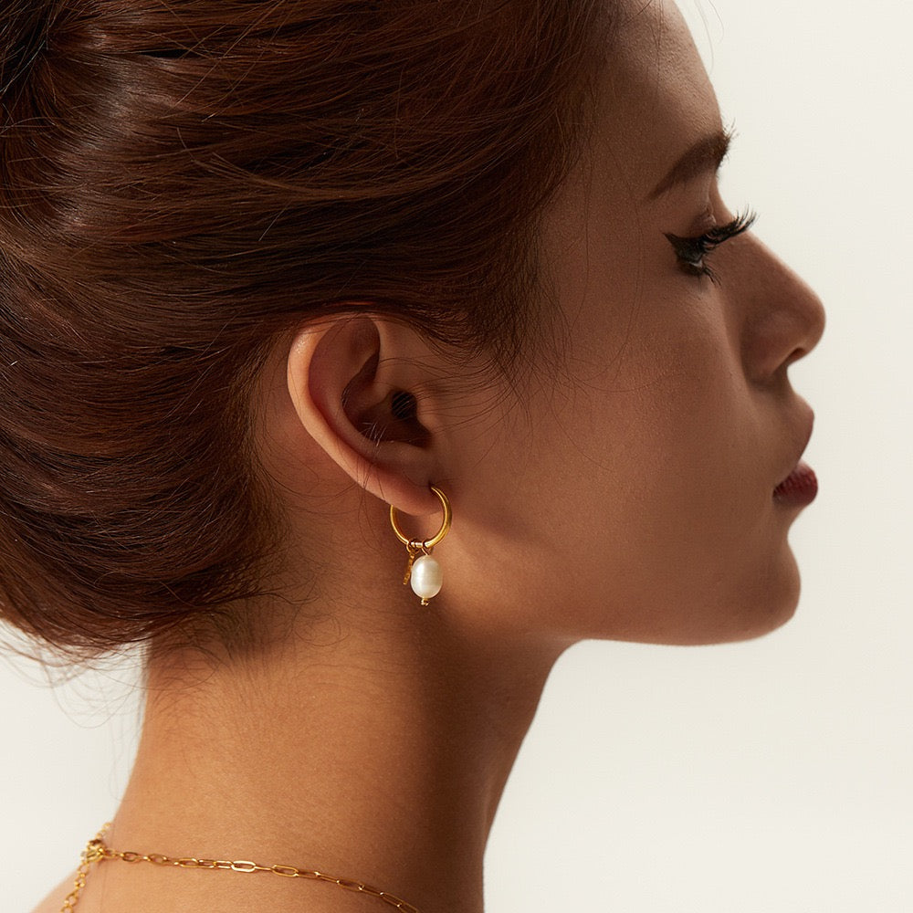 Ashley freshwater pearls star hoops