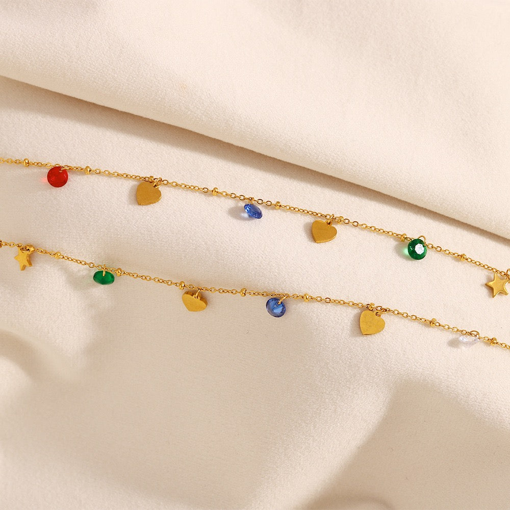 Rainbow star layer necklace