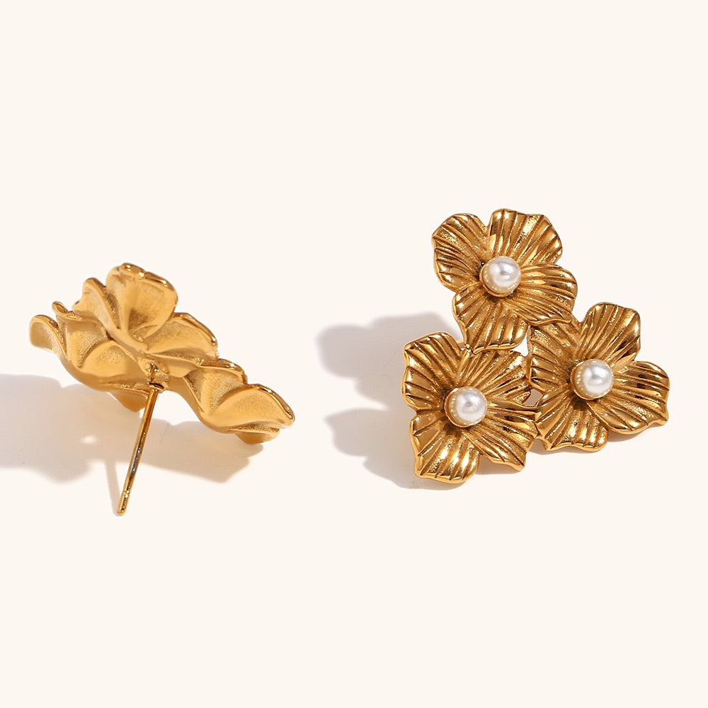 Three flowers earrings
