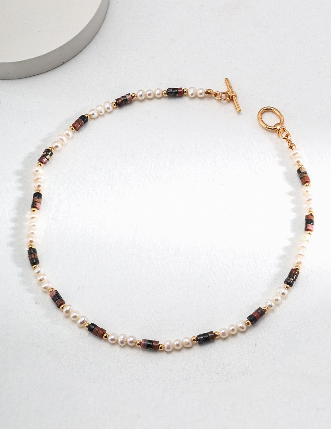Tiger eye pearl necklace