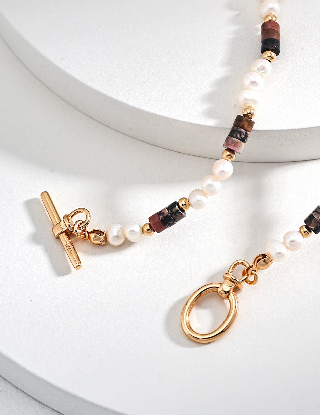 Tiger eye pearl necklace